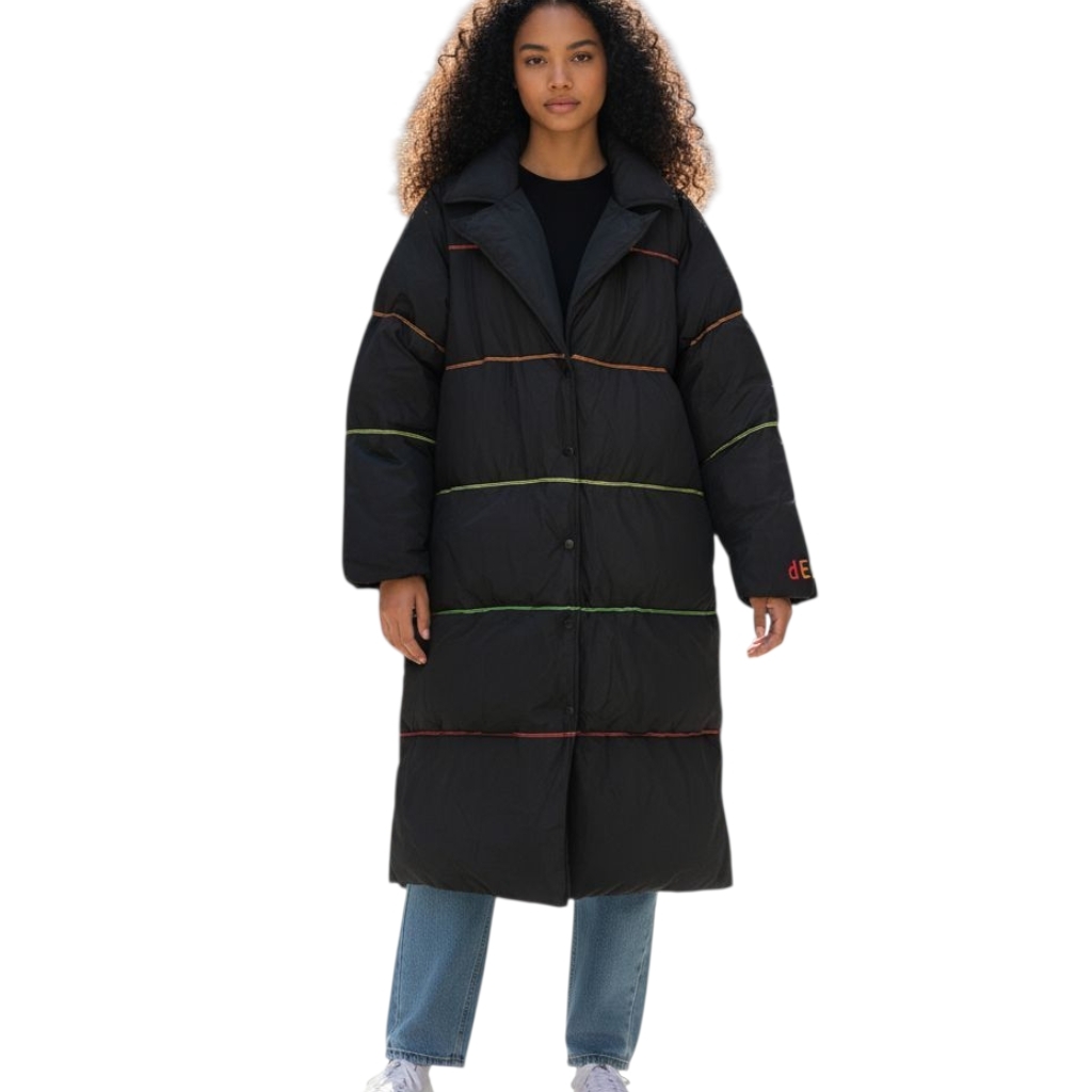 Dolls Kill X Delia's Retro Odyssey Puffer Coat Rainbow Stripe Y2k Xs Nwt